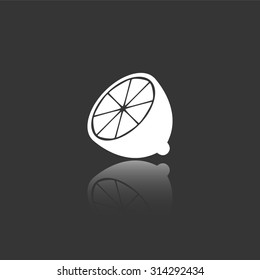 lemon vector icon with mirror reflection