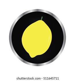 lemon - vector icon on a black button