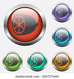 lemon vector icon on color glass buttons