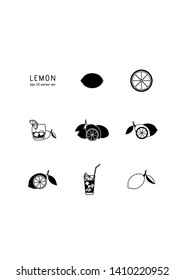 Lemon - vector icons set on white background. Symbol for web, infographics, print design and mobile UX/UI kit. Vector illustration, EPS10.
