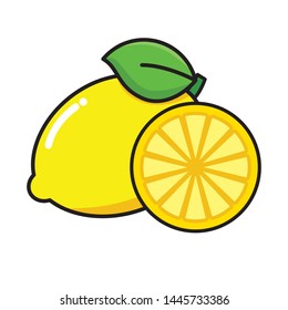 Lemon vector illustration with black stroke isolated on white background. Lemon vector cartoon illustration 