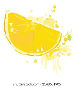 Lemon vector illustration. citrus fresh. Healthy food for vegan in modern style, colorful fruit 