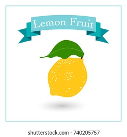 Lemon vector illustration. Fruit vector icon  with ribbon