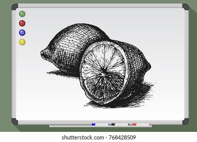 Lemon vector illustration. Hand drawn design element