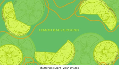 Lemon vector illustration on green background