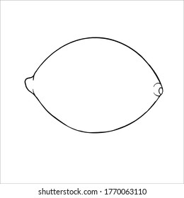  ZitronenVektorgrafik auf weißem Hintergrund. Einziger Liner-Icon. Handgezeichnet ganze Zitrone im Doodle-Stil.