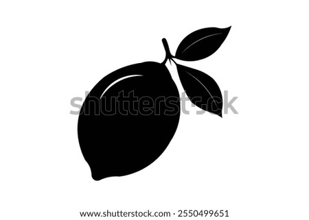 Lemon vector illustration on white background. Isolated liner icon. a silhouette lemon . silhouette lemon with branches,leaf.