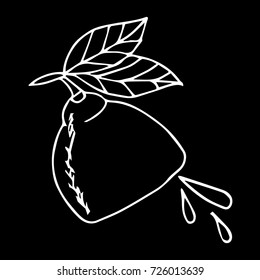 Lemon vector illustration. Retro style. Doodle. Design icon, print, logo, poster, symbol, decor, textile, paper.