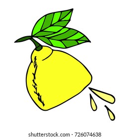 Lemon vector illustration. Retro style. Doodle. Design icon, print, logo, poster, symbol, decor, textile, paper.