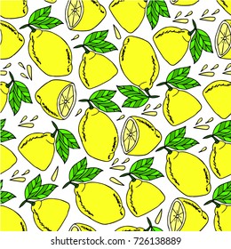 Lemon vector illustration. Retro style. Doodle. Design icon, print, logo, poster, symbol, decor, textile, paper.