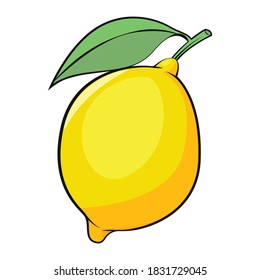 Lemon  vector isolated. Organic food vector illustration. Fruit isolated. No background. Vegan food. Fruits vector illustration. Flat cartoon style.