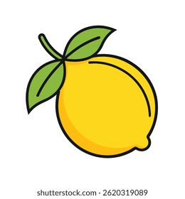 Lemon vector line art icon, Simple illustration of a  lemon