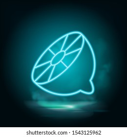 Lemon vector neon icon. Food blue neon illustration. Lemon vector neon icon on white background