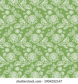 Lemon vector pattern on a green background