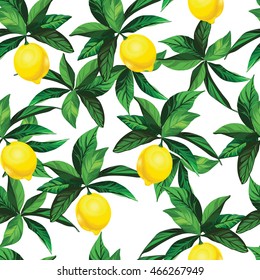 Lemon vector pattern.Seamless decorative background.Hand drawing illustration for cover, wallpaper, textile design.