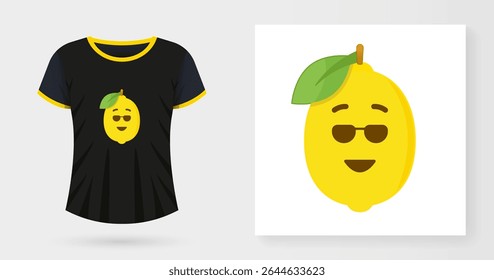 Lemon vector print on t-shirt with bonus design mockup