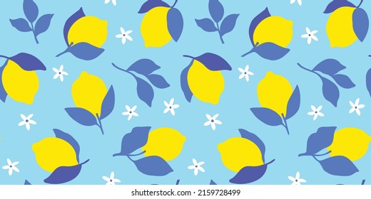 Lemon vector seamless pattern for fabric, wallpaper, wrapping paper and scrapbooking layout