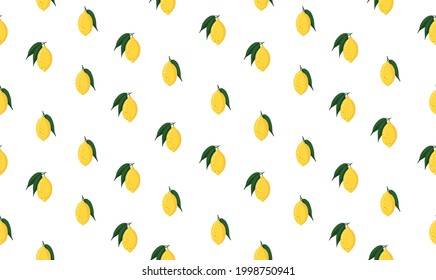 Lemon vector seamless  pattern. Summer background. Wallpaper