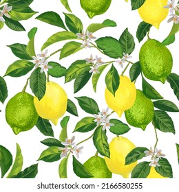 Lemon vector seamless pattern. Tropic fruit. Exotic print for wallpaper, fabric, banner. 