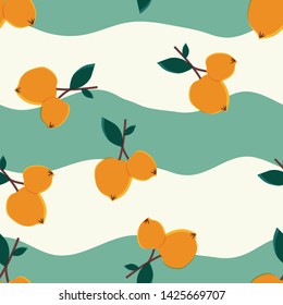 Lemon vector seamless pattern with white and tosca background. Great for wallpaper,backgrounds,gifs,surface pattern design,packaging design projects, stationary,fabric