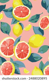 Lemon vector seamless pattern.Vector seamless pattern with lemons and limes. Trendy hand drawn textures. Modern abstract design for paper, cover, fabric, interior decor and other use