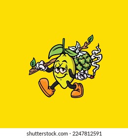 lemon vector smoking joint hold nug weed