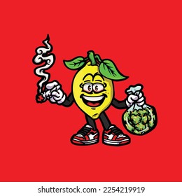 caricatura de algas nug vectorial limón ahumado