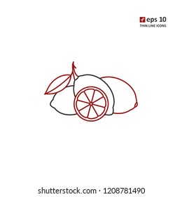 Lemon - vector thin line icon on white background. Symbol for web, infographics, print design and mobile UX/UI kit. Vector illustration, EPS10.