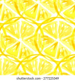 Lemon.  Vector watercolor. Seamless vector pattern. Fruits.