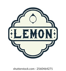 lemon vintage label fresh fruit food healthy retro emblem badge label vector illustration template design