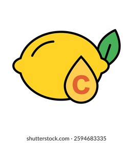 Lemon and vitamin C icon. Vector.