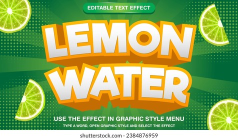 Lemon Water 3d editable text effect with tropical fruit concept