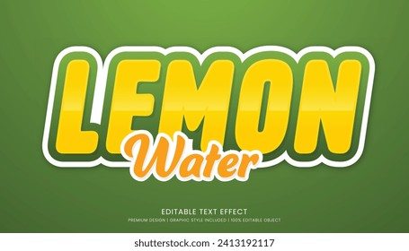 plantilla de efecto de texto 3d editable sobre el agua del limón tipografía audaz y bebidas de estilo abstracto logotipo y marca