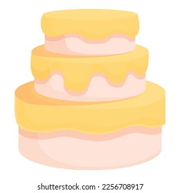 Lemon wedding cake icon cartoon vector. Cream party. Pastry food