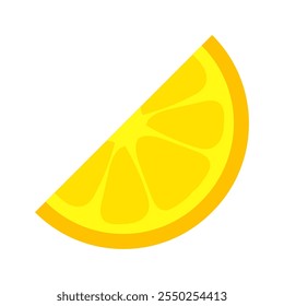 Lemon wedge for garnishing tequila drinks. Element of Hispanic holiday Cinco De Mayo. Mexican holiday icon. Simple cartoon vector element isolated on white background