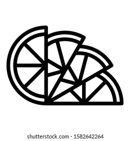 Lemon wedges icon. Outline lemon wedges vector icon for web design isolated on white background