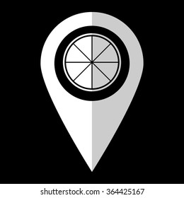 lemon - white vector icon;  map pointer