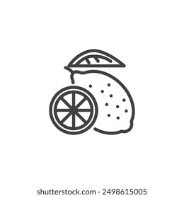 Icono de línea entera y cortada de limón. signo de estilo lineal para concepto móvil y Diseño web. Icono de Vector de contorno de fruta de limón. Símbolo, ilustración del logotipo. Gráficos de Vector