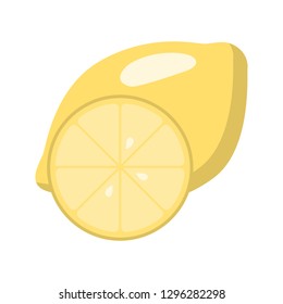 Lemon, the winning combination in the slot machine color vector icon. Flat design