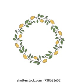 Lemon wreath. Vector. Isolated.