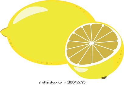 Lemon Yellow Fruit Full And Sliced Vector Image