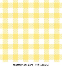 Lemon yellow gingham check pattern. Seamless spring summer vichy background graphic vector for oilcloth, tablecloth, picnic blanket, scrapbook, other modern everyday fashion paper or textile print.