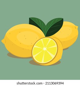 
lemon yellow on green background still life illustration