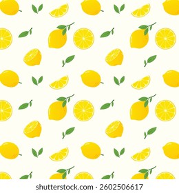 lemon yellow seamless pattern with various looks