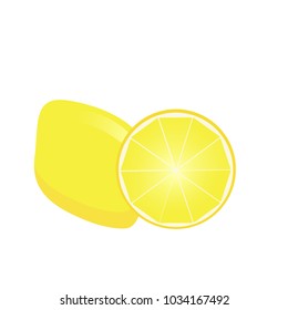 Lemon Yellow vector illustration. Slice lemon.