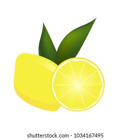 Lemon Yellow vector illustration. Slice lemon.