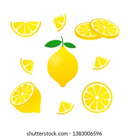 Lemon. Yellow lemon vector stock illustration isolated on white background.