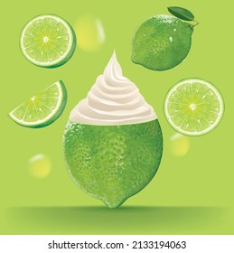 Lemon Yogurt Ice Cream.illustration vector