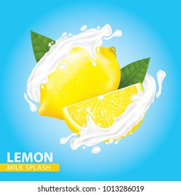 Lemon yogurt splash vector illustration
