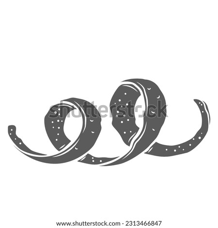 Lemon zest glyph icon vector illustration. Stamp of spiral peel cut from citrus fruit, twist zest of orange or grapefruit, citron or lime, food ingredient for lemonade or cocktail and tea flavor